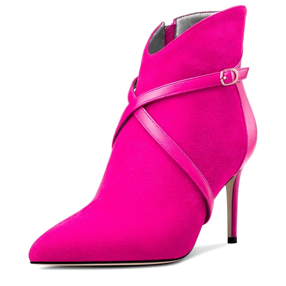 Macy’s, Ladies HighHeel Pink Suede/Leather Ankle Boots NEW Size 7